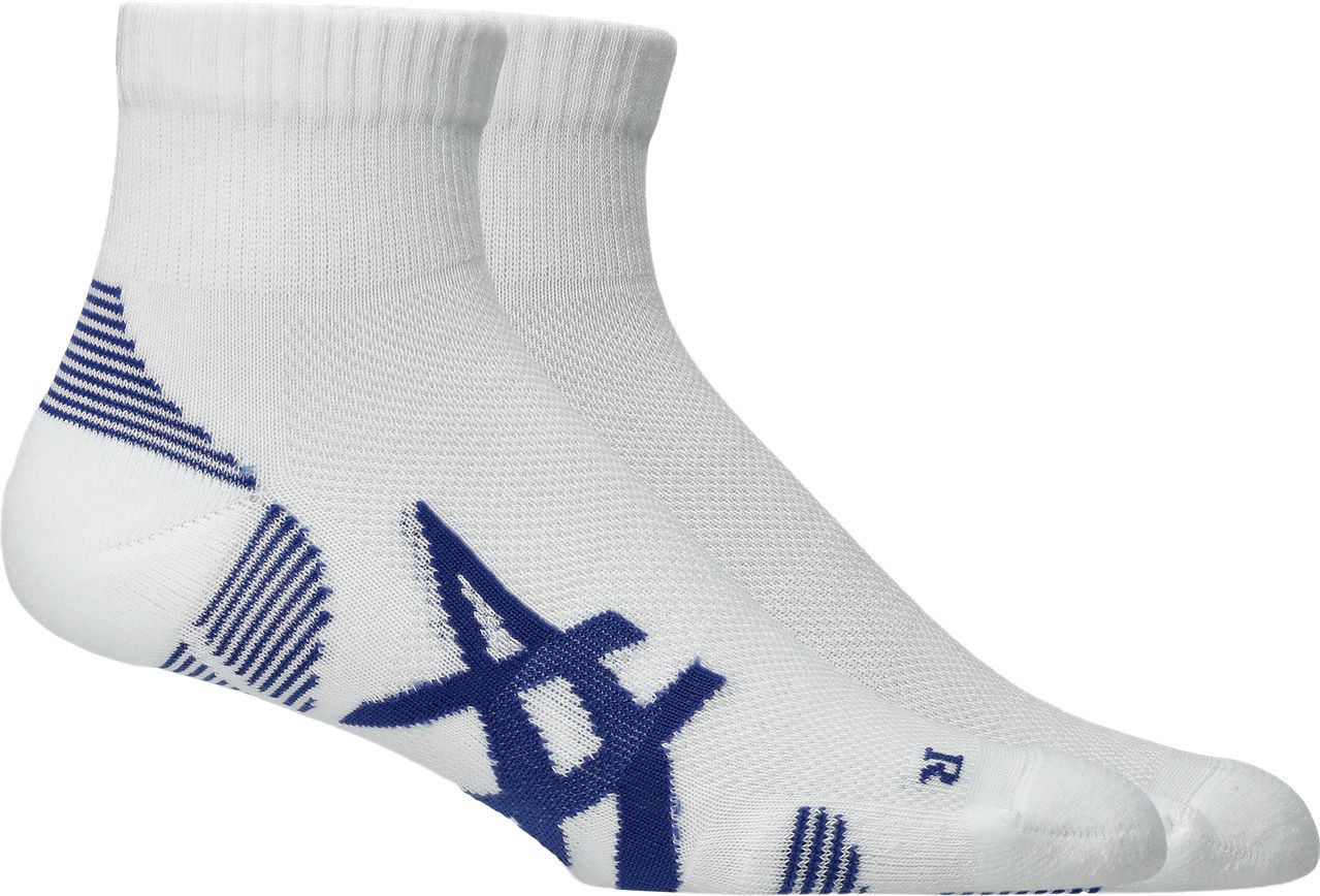 Asics 2 Pack Cushioned Run Quarter Sock Brilliant White/Asics Blue