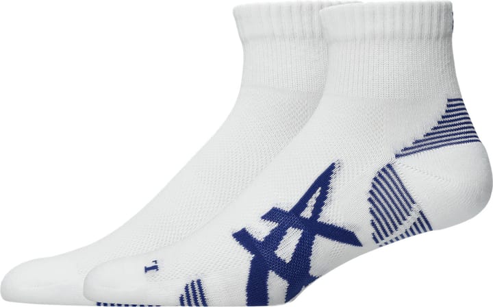 Asics 2 Pack Cushioned Run Quarter Sock Brilliant White/Asics Blue Asics