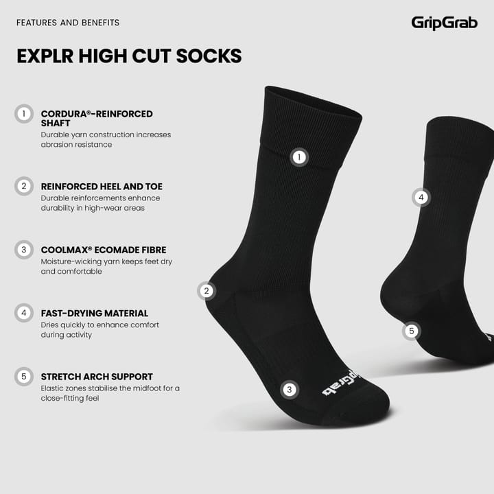 Gripgrab EXPLR High Cut Socks Black Gripgrab
