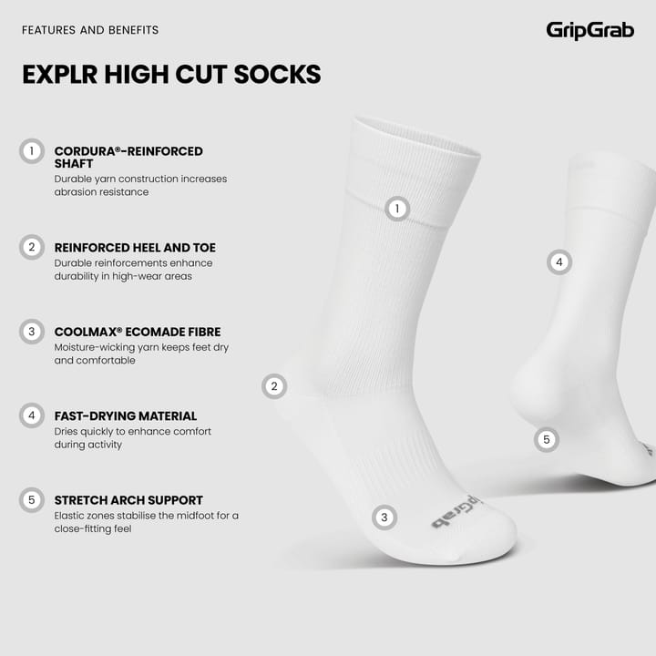 Gripgrab EXPLR High Cut Socks White Gripgrab