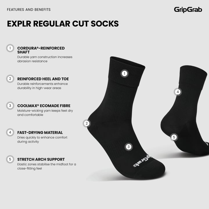 Gripgrab EXPLR Regular Cut Socks Black Gripgrab