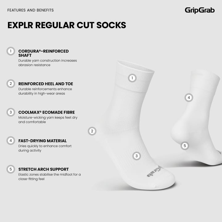 Gripgrab EXPLR Regular Cut Socks White Gripgrab