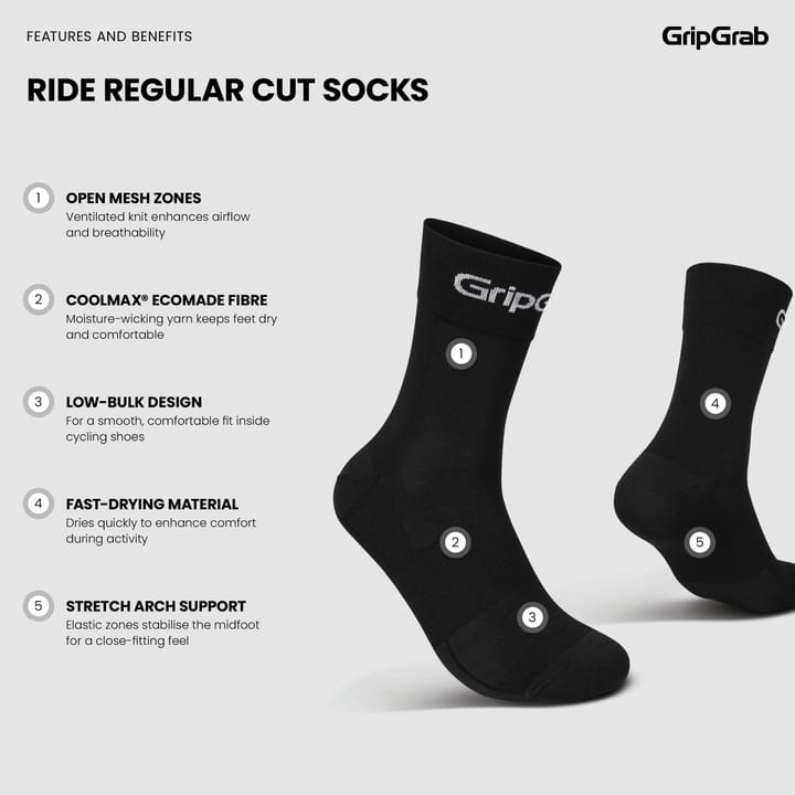 Gripgrab RIDE Regular Cut Socks Black Gripgrab