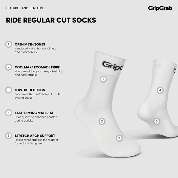 Gripgrab RIDE Regular Cut Socks White Gripgrab
