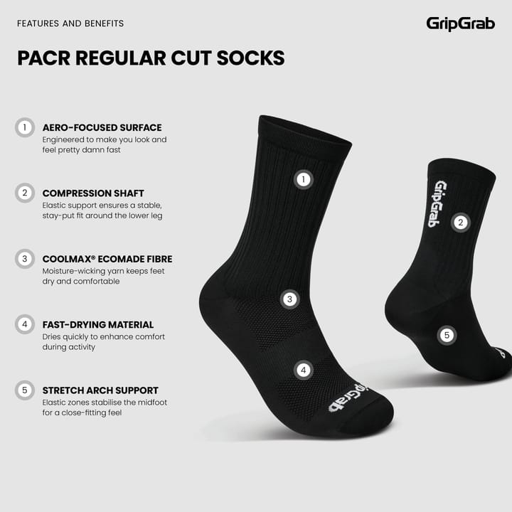 Gripgrab PACR Regular Cut Socks Black Gripgrab