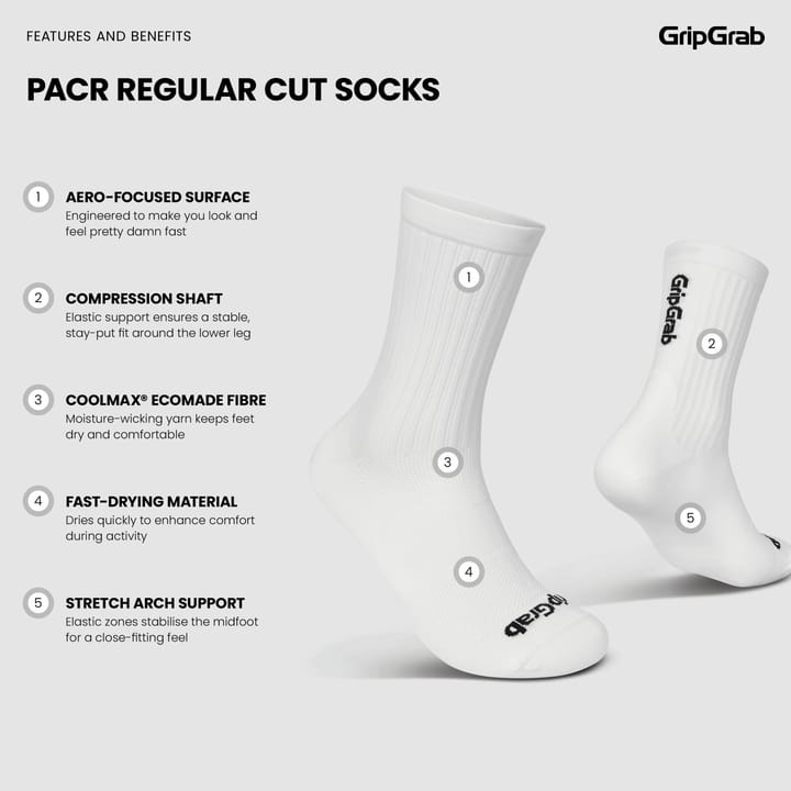 Gripgrab PACR Regular Cut Socks White Gripgrab