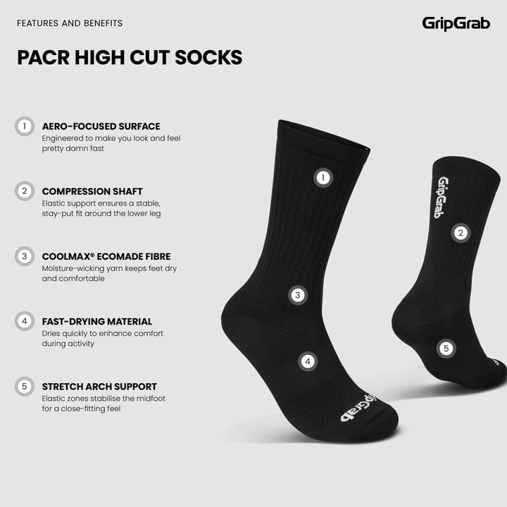 Gripgrab PACR High Cut Socks Black Gripgrab