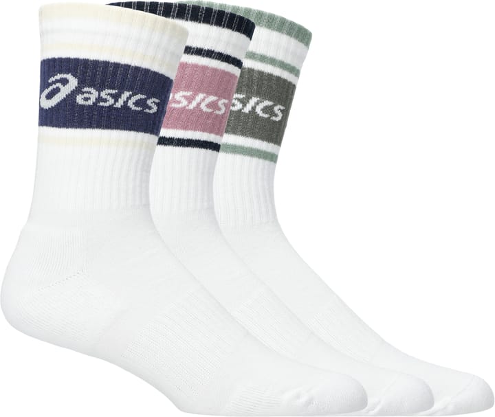 Asics 3 Pack Asics Logo Crew Sock Monument Blue/indigo Fog/rubble Red Asics