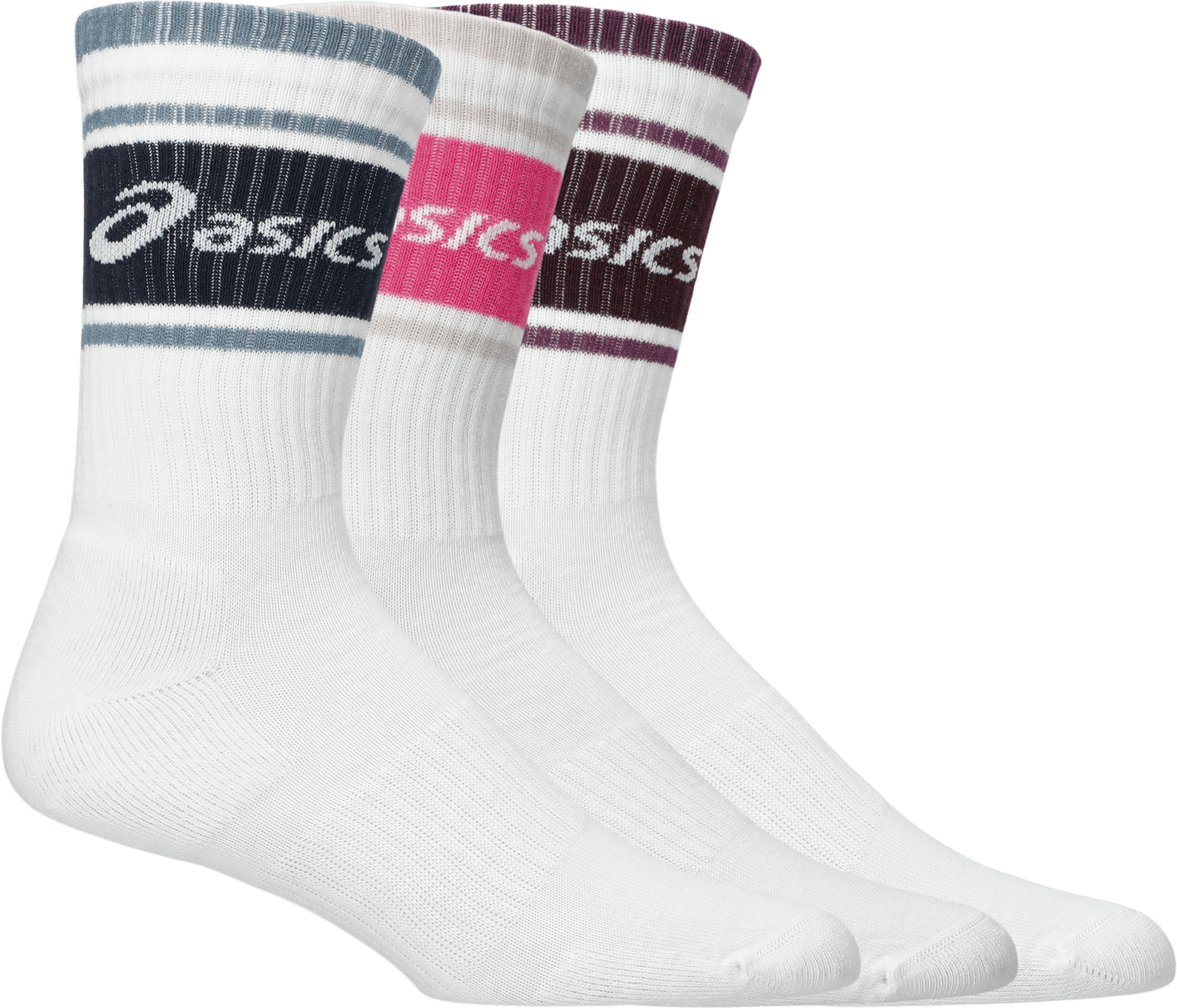 Asics 3 Pack Asics Logo Crew Sock Dark Aubergine/bubblegum/midnight
