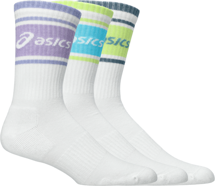Asics 3 Pack Asics Logo Crew Sock Illuminate Yellow/energy Aqua/fresh Air Asics