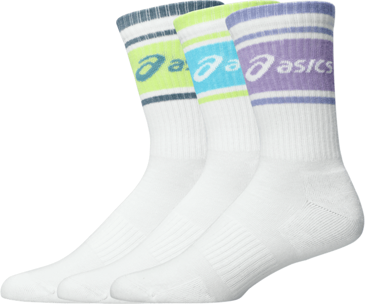 Asics 3 Pack Asics Logo Crew Sock Illuminate Yellow/energy Aqua/fresh Air Asics