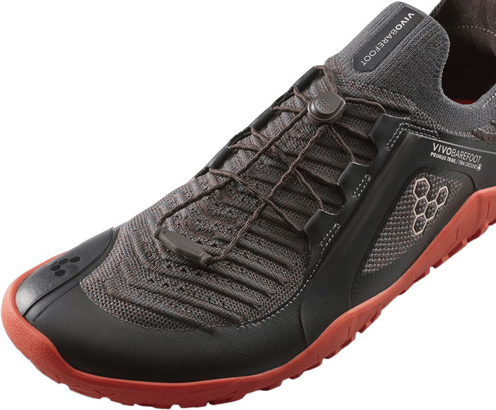 Vivobarefoot Men's Primus Trail Knit FG Obsidian/cherry Tomato Vivobarefoot