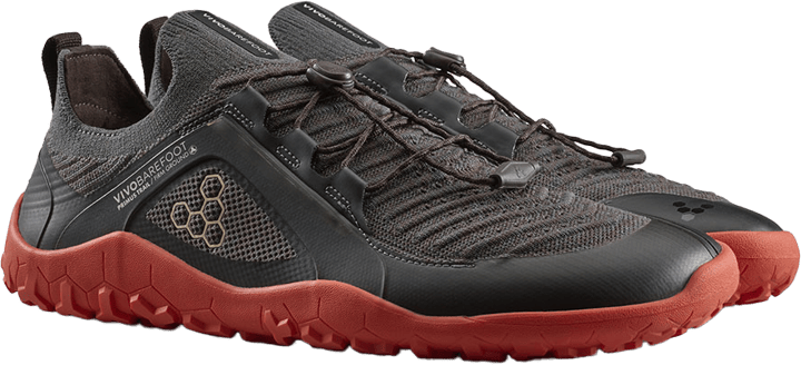Vivobarefoot Men's Primus Trail Knit FG Obsidian/cherry Tomato Vivobarefoot