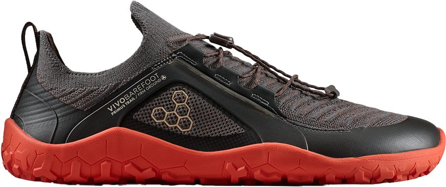 Vivobarefoot Men's Primus Trail Knit FG Obsidian/cherry Tomato