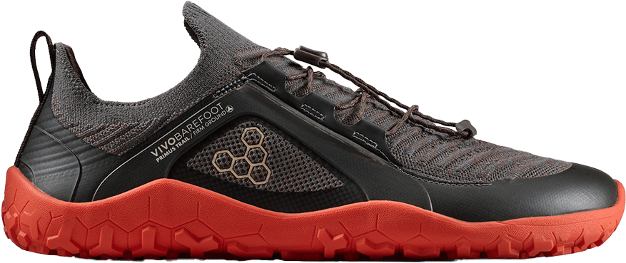 Vivobarefoot Men's Primus Trail Knit FG Obsidian/cherry Tomato