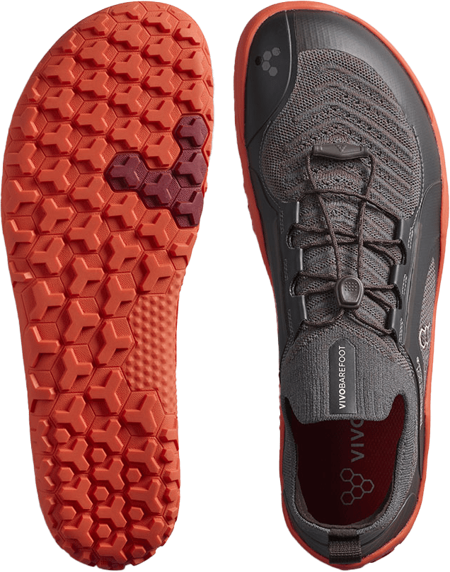 Vivobarefoot Men's Primus Trail Knit FG Obsidian/cherry Tomato Vivobarefoot