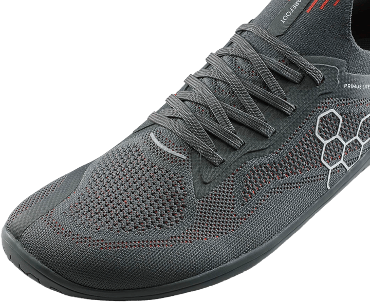 Vivobarefoot Men's Primus Lite Knit Obsidian/Cherry Tomato Vivobarefoot