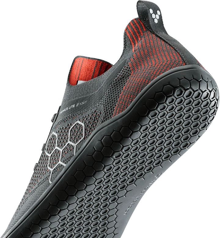 Vivobarefoot Men's Primus Lite Knit Obsidian/Cherry Tomato Vivobarefoot