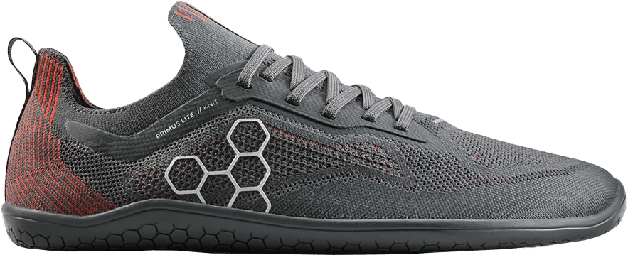 Vivobarefoot Men's Primus Lite Knit Obsidian/Cherry Tomato