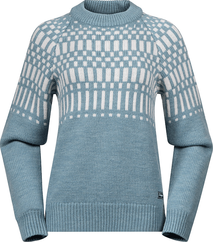Bergans Women's Nordmarka Merino Jumper Light Agave Green/vanilla White