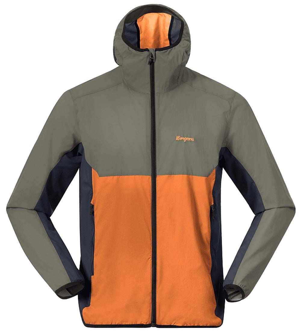 Bergans Men's Vaagaa Windbreaker Jacket  Faded Orange/Green Mud/Navy Blue