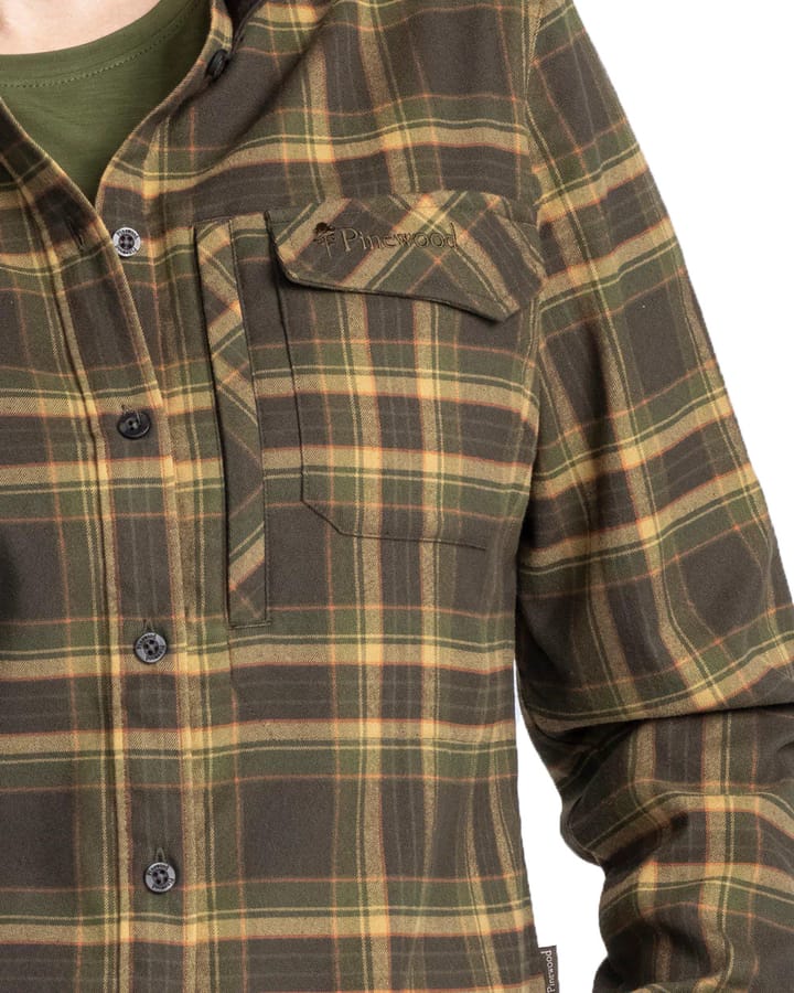 Pinewood Women's Abiskohiking Flannel Shirt Moss Green Pinewood