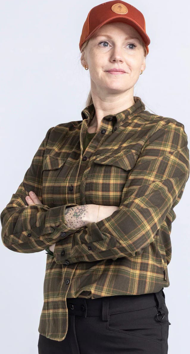 Pinewood Women's Abiskohiking Flannel Shirt Moss Green Pinewood