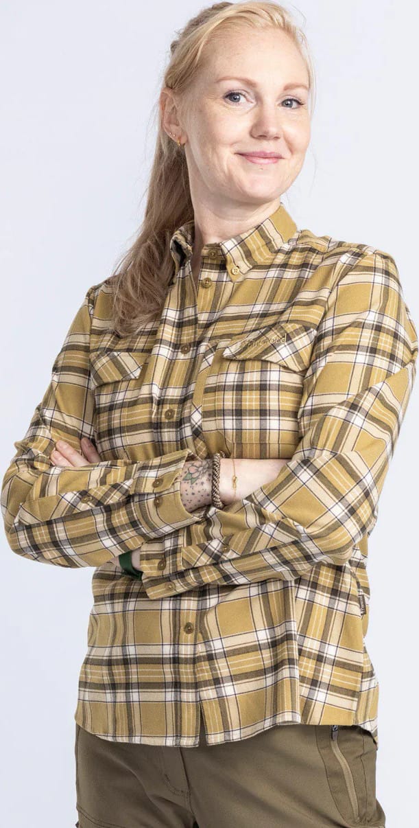 Pinewood Women's Abiskohiking Flannel Shirt Golden Hay Pinewood