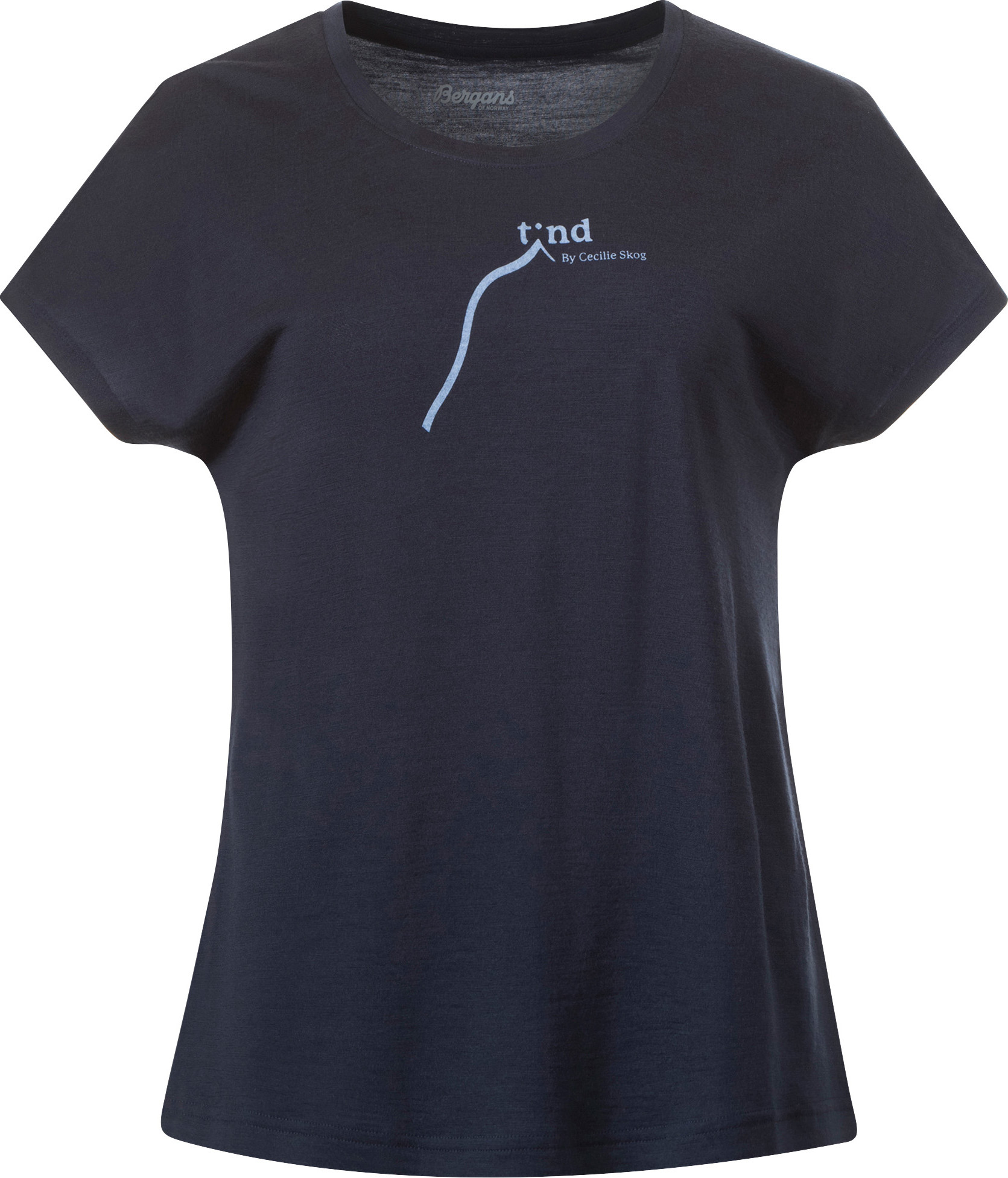 Bergans Women's Tind Altitude Merino Tee Navy Blue/Blueberry Milk Steep Peak Kortermede trøyer XS