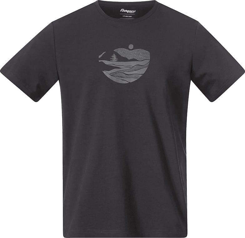 Bergans Men's Nordmarka Organic Cotton Print Tee Dark Shadow Grey/Dark Shadow Grey Sunset