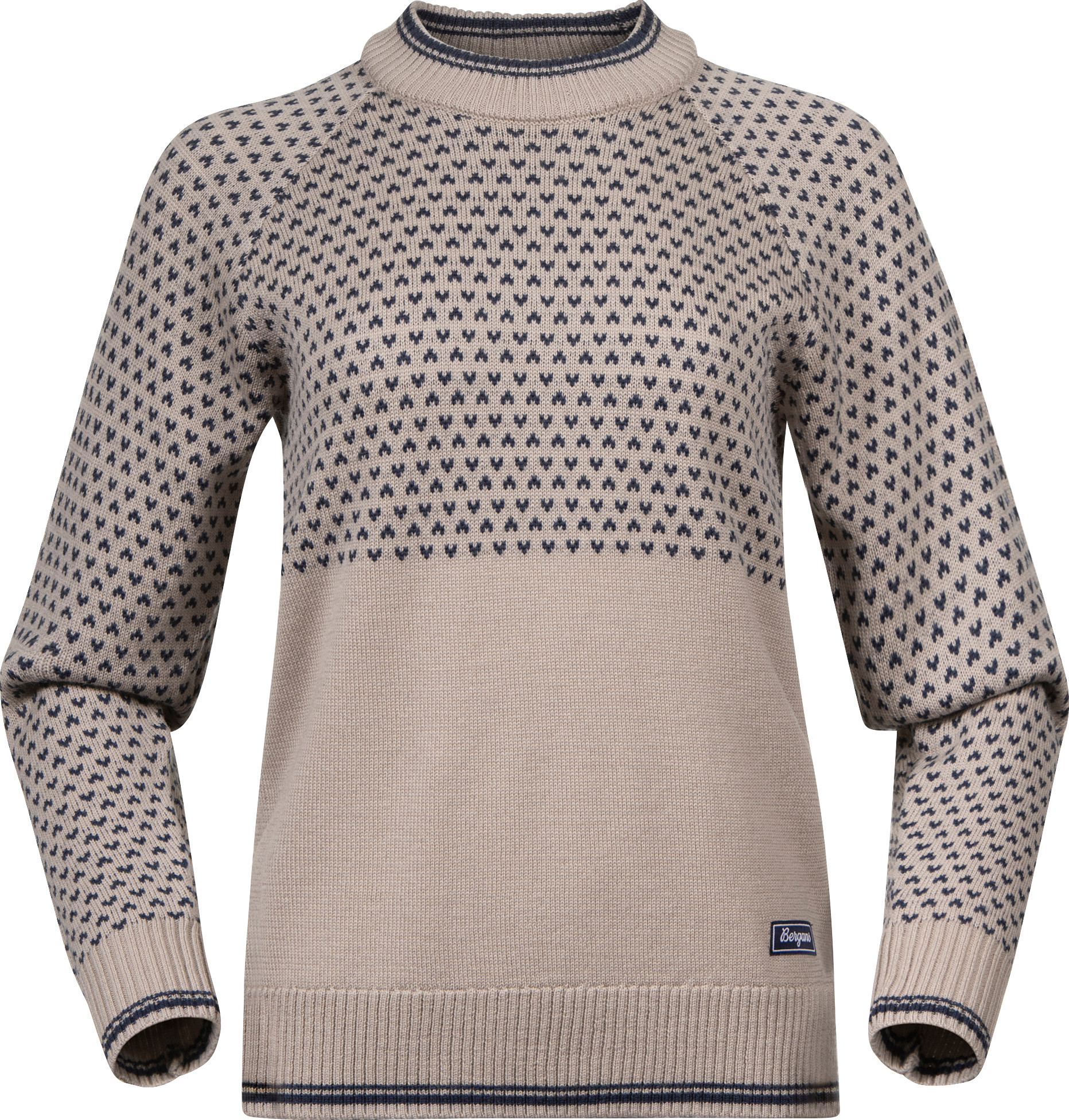 Bergans Women's Alvdal Wool Jumper  Sandstone/navy Blue