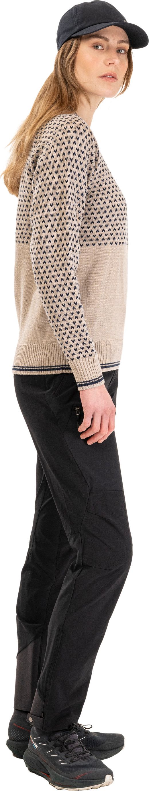 Bergans Women's Alvdal Wool Jumper  Sandstone/navy Blue Bergans