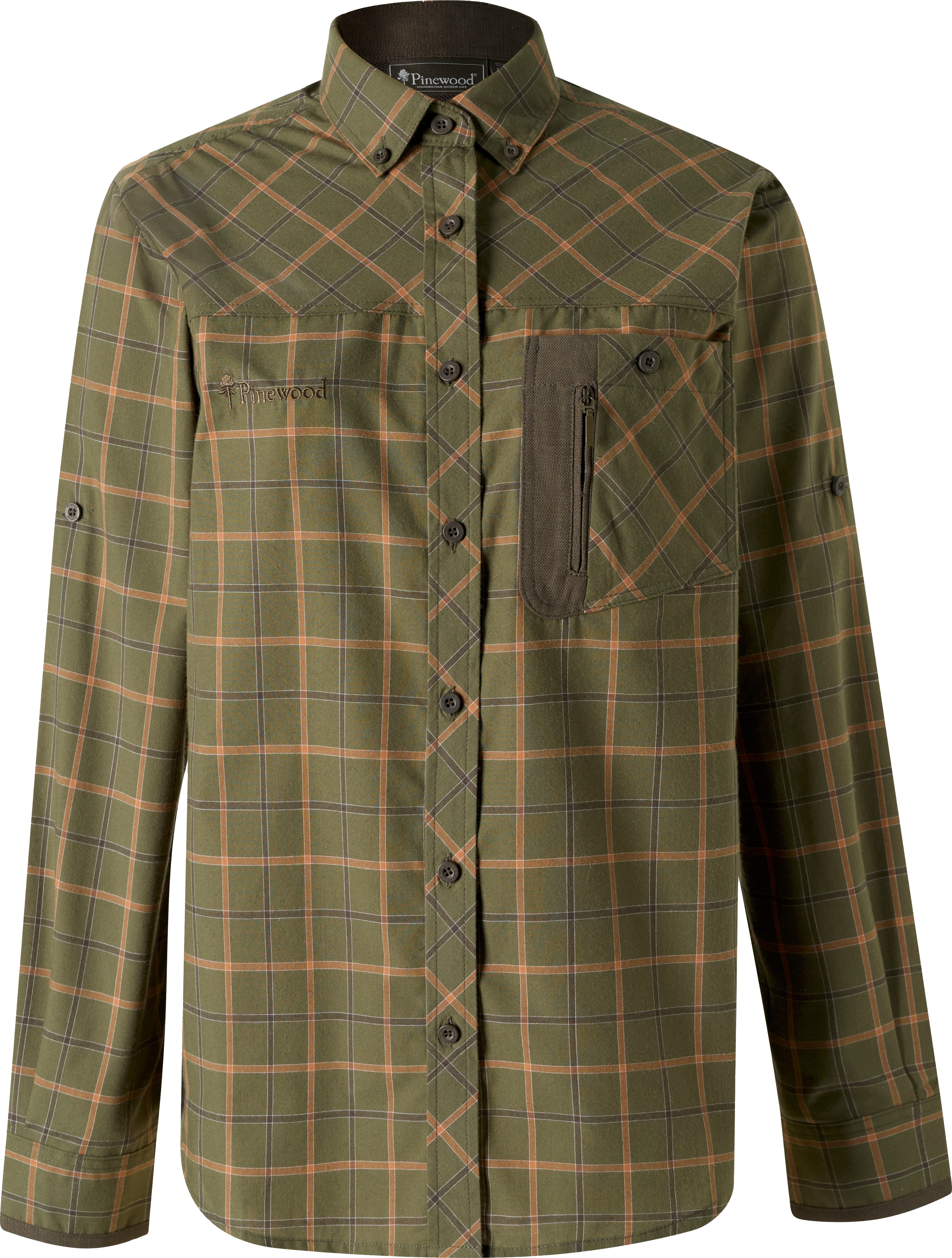 Pinewood Women's Wolf Shirt  Green/terracotta Långärmade skjortor M