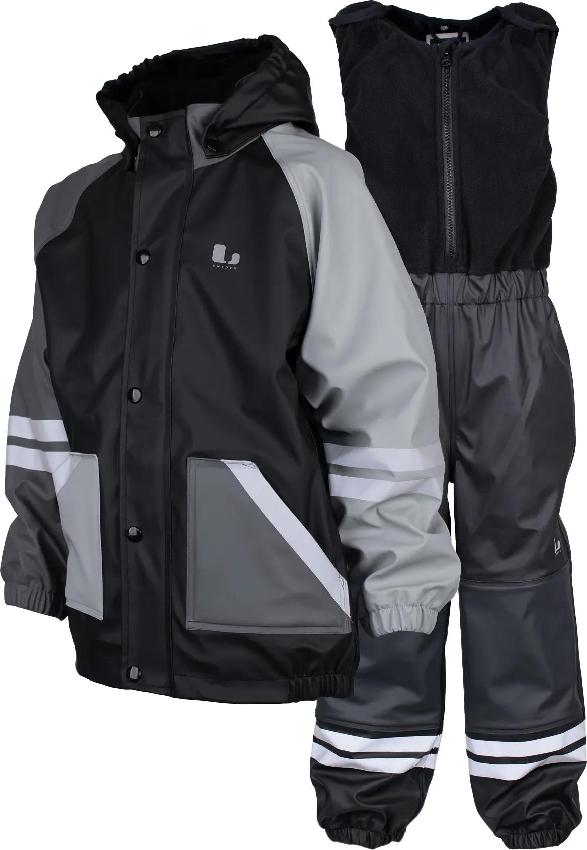 Lindberg Kids' Fagerhult Rain Set Fleece Black/Anth