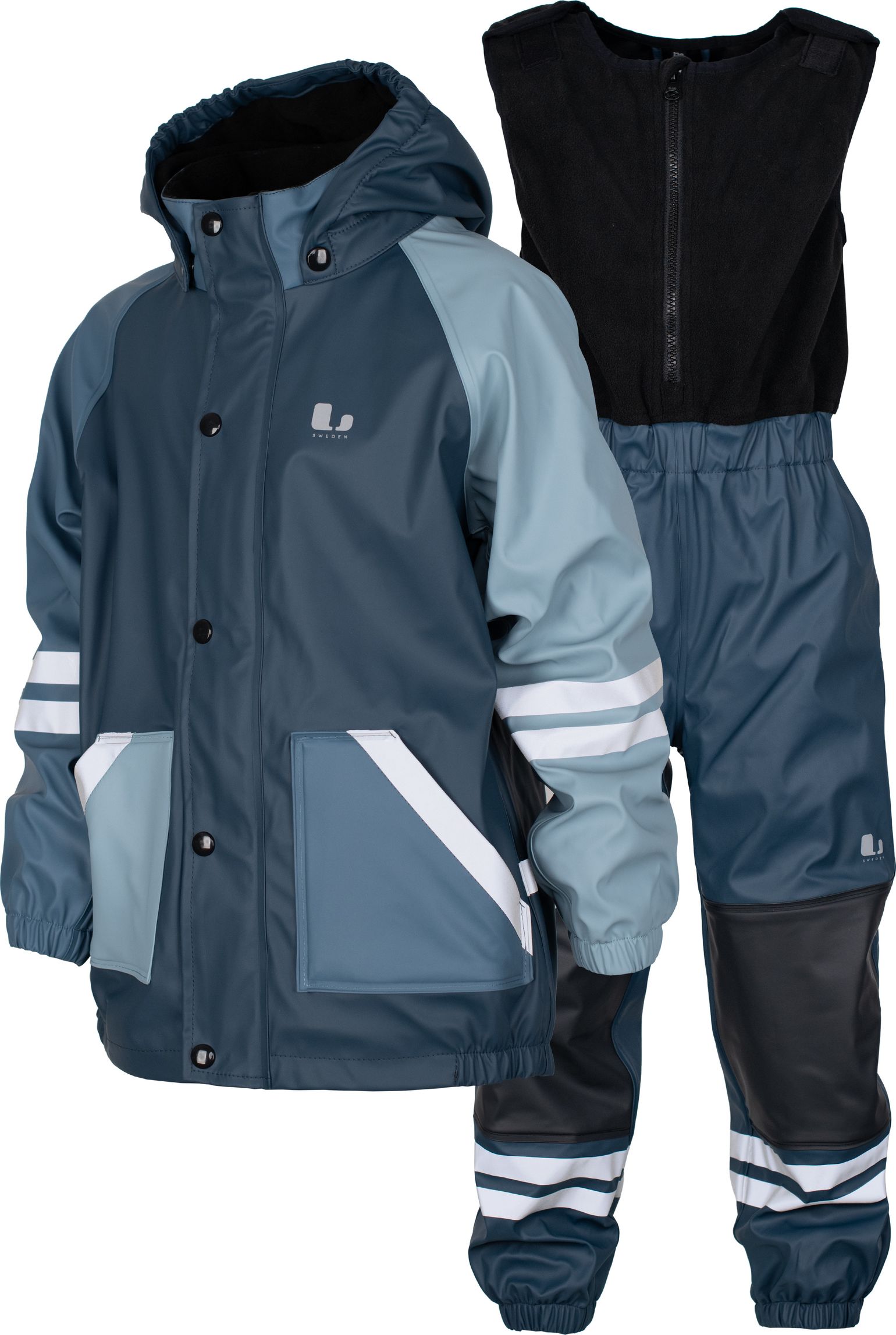 Lindberg Kids' Fagerhult Rain Set Fleece Iron Blue/blue