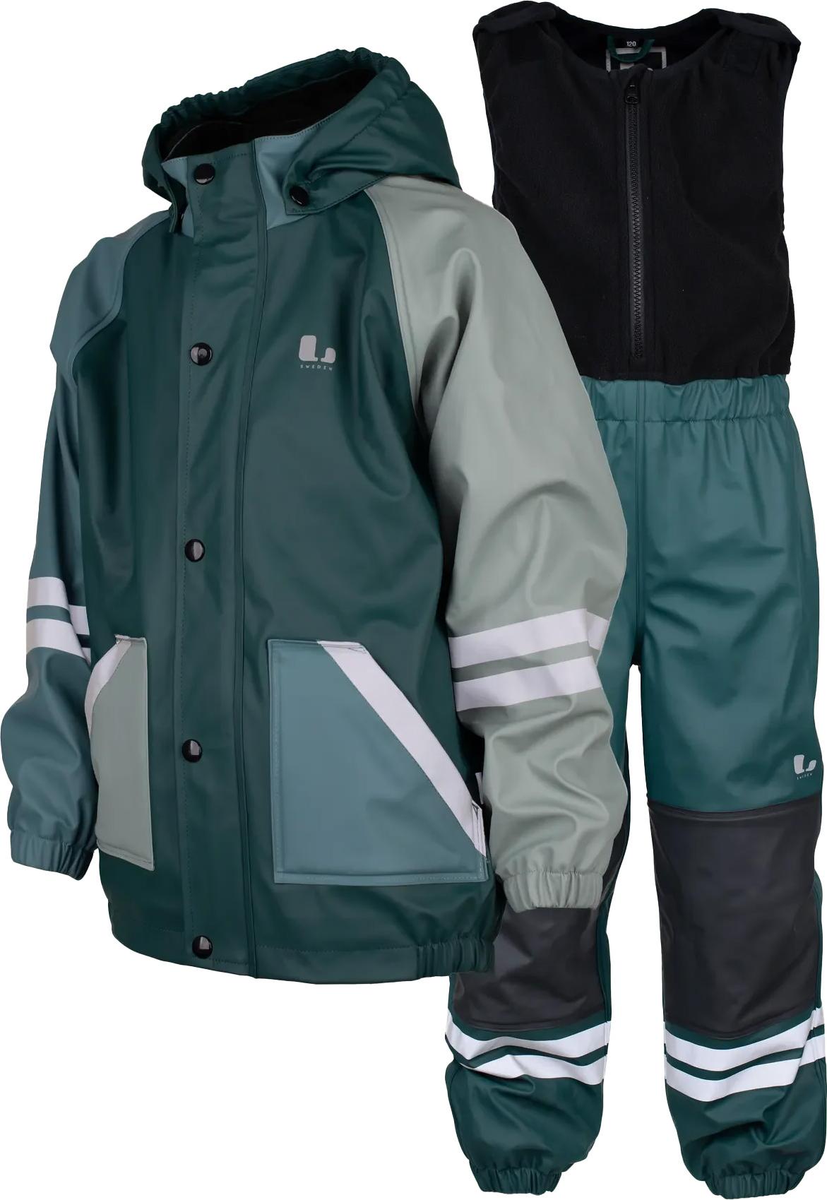 Lindberg Kids' Fagerhult Rain Set Fleece Lagoon/Mint Green