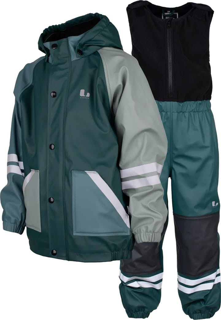 Lindberg Kids' Fagerhult Rain Set Fleece Lagoon/Mint Green Lindberg