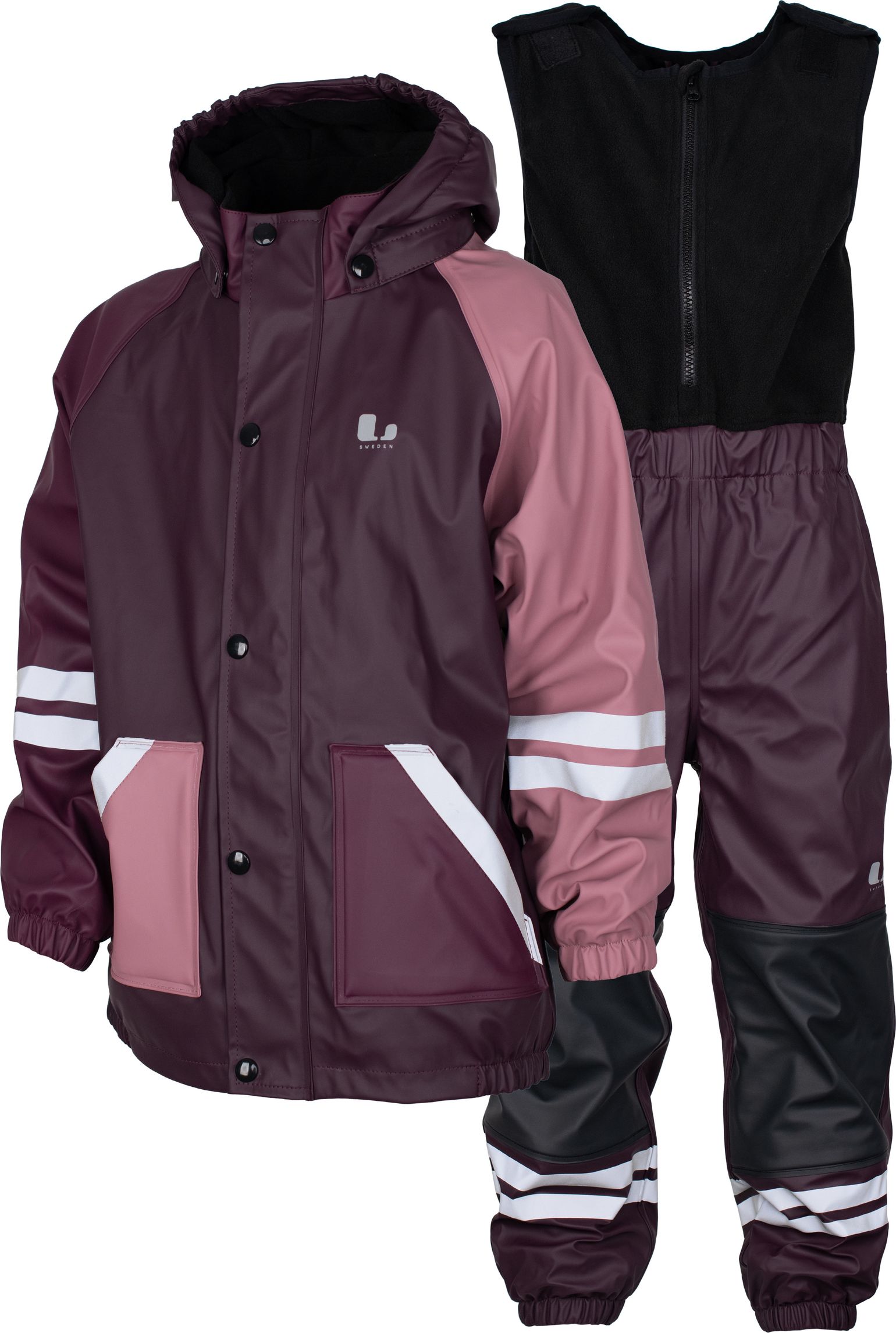 Lindberg Kids' Fagerhult Rain Set Fleece Plum/dry Rose