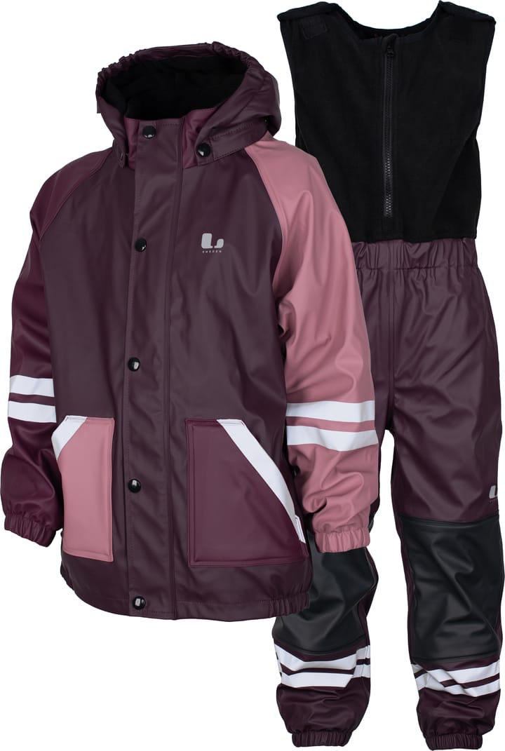 Lindberg Kids' Fagerhult Rain Set Fleece Plum/dry Rose Lindberg