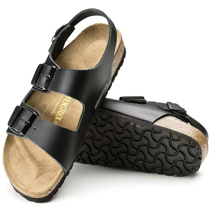 Birkenstock Unisex Milano Natural Leather Regular Black Birkenstock