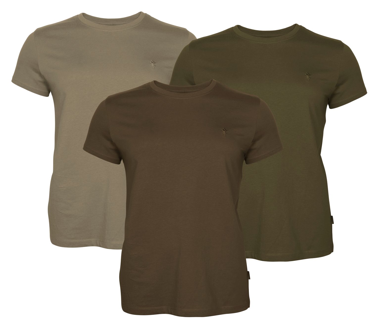 Pinewood Women's 3-Pack T-Shirt Green/H.Brown/Khaki