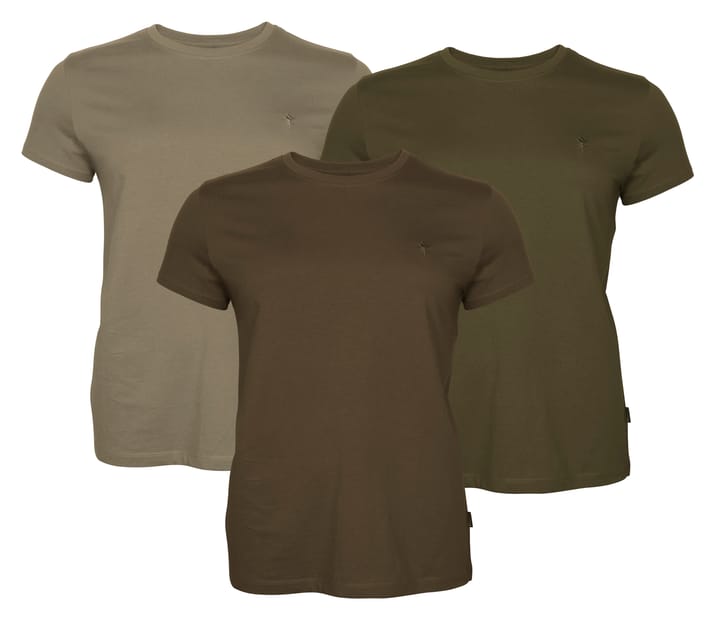 Pinewood Women's 3-Pack T-Shirt Green/H.Brown/Khaki Pinewood