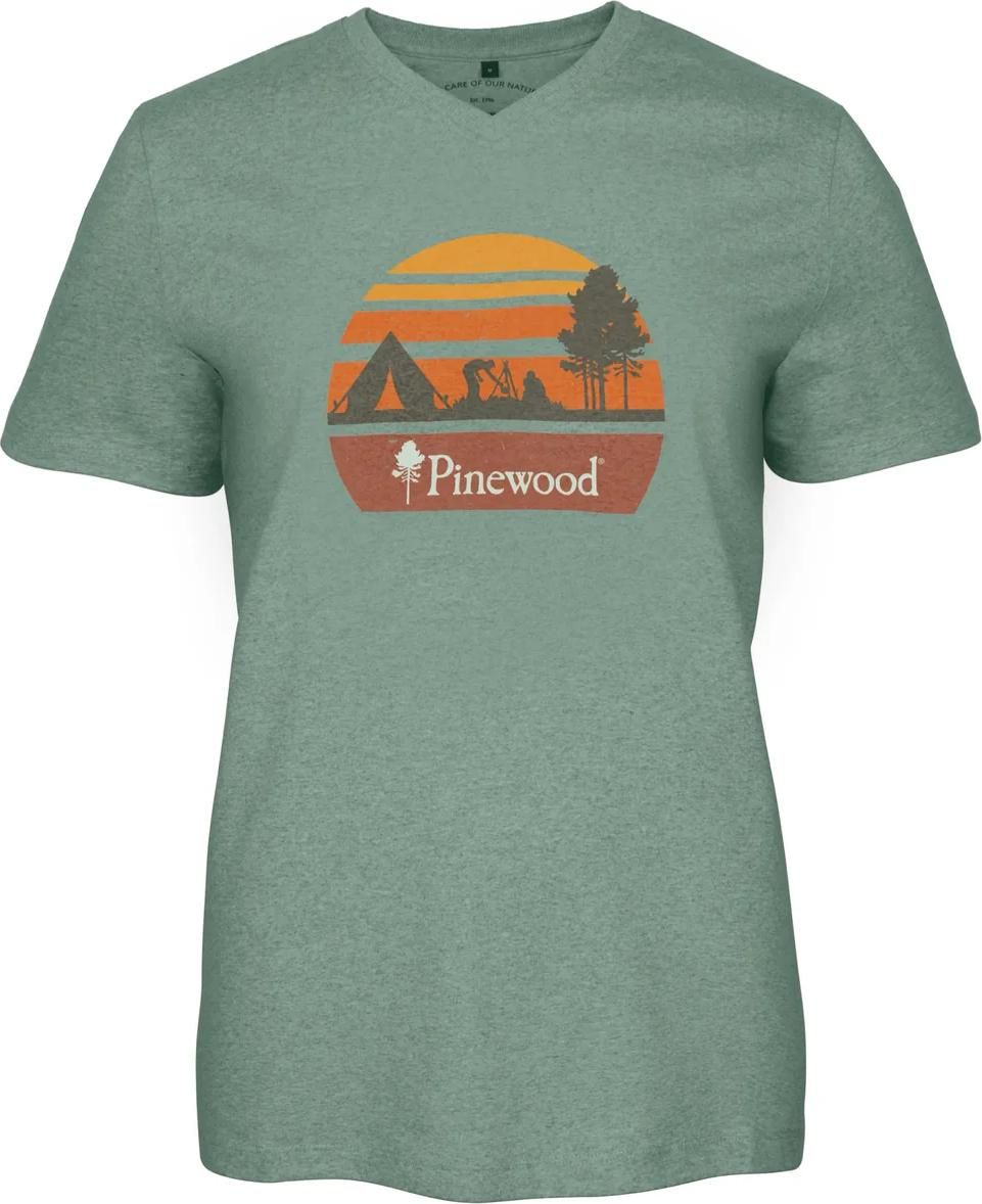 Pinewood Women's Finnveden Recycled Outdoor T-Shirt Aquagr. Melange Campsite