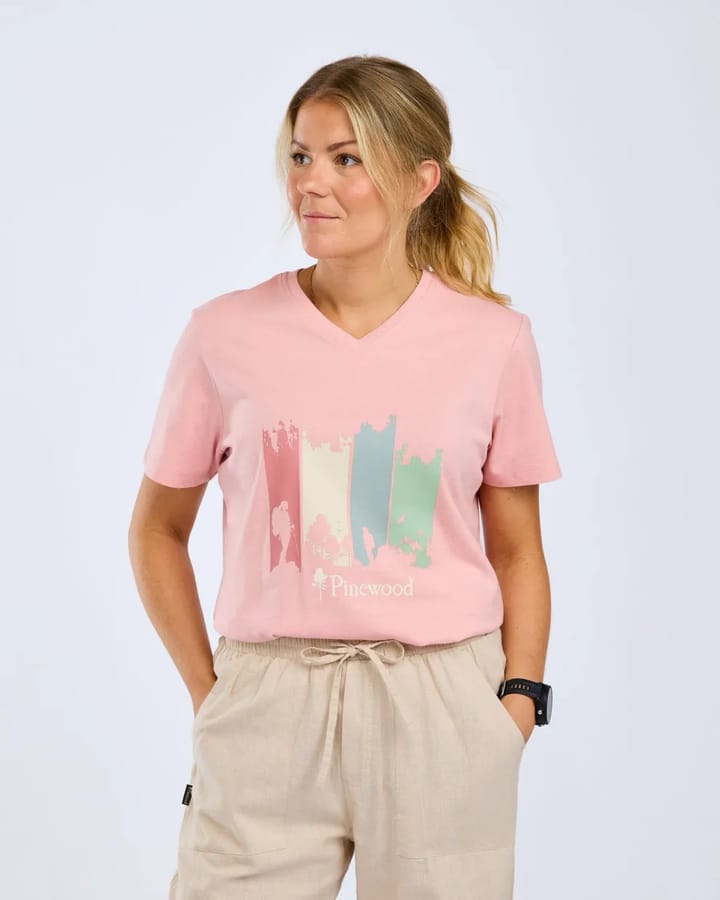 Pinewood Women's Finnveden Recycled Outdoor T-Shirt Dark Pink Melange Adventure Pinewood