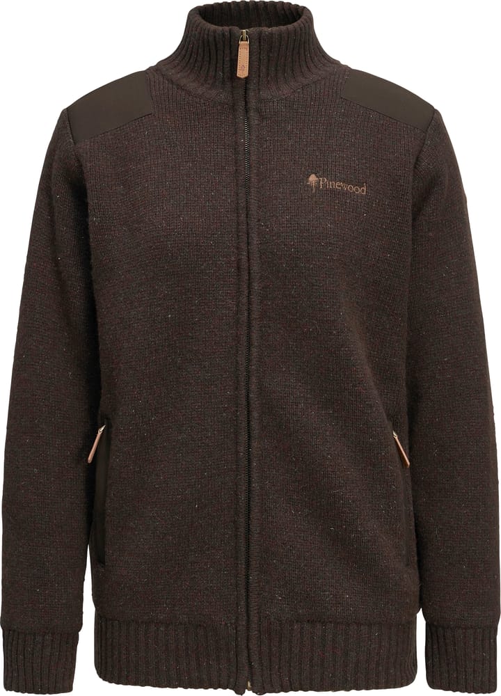 Pinewood Women's Hurricane Full Zip Sweater Dark Brown Mel Pinewood