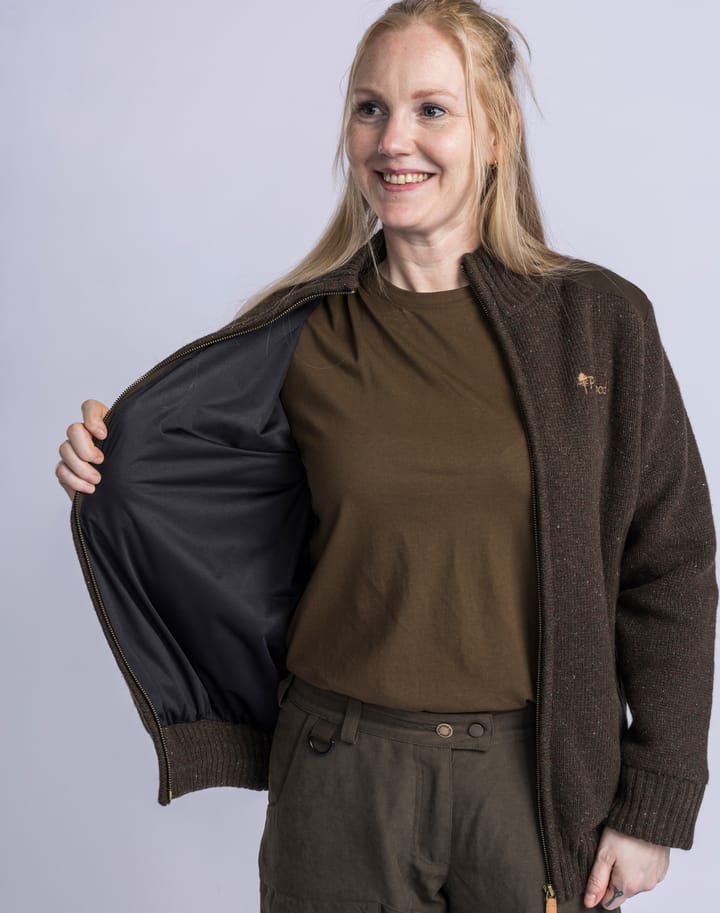 Pinewood Women's Hurricane Full Zip Sweater Dark Brown Mel Pinewood