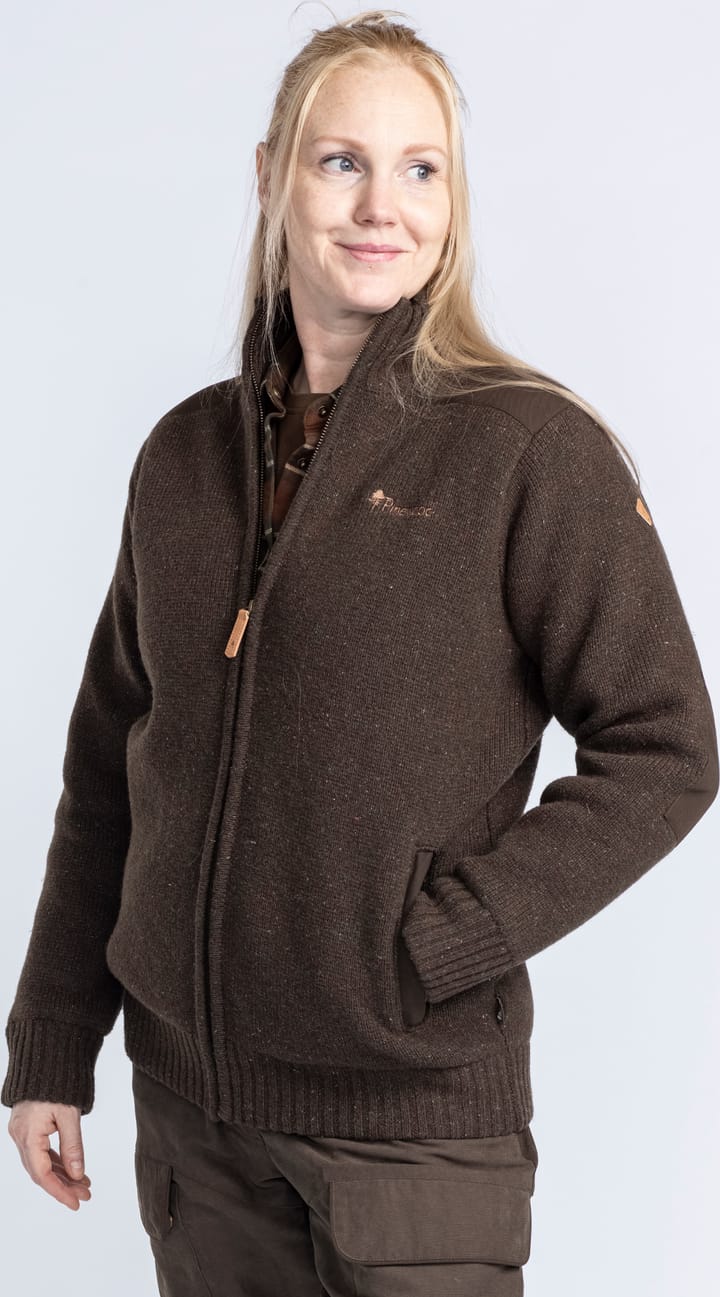 Pinewood Women's Hurricane Full Zip Sweater Dark Brown Mel Pinewood