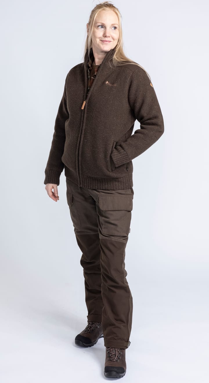 Pinewood Women's Hurricane Full Zip Sweater Dark Brown Mel Pinewood