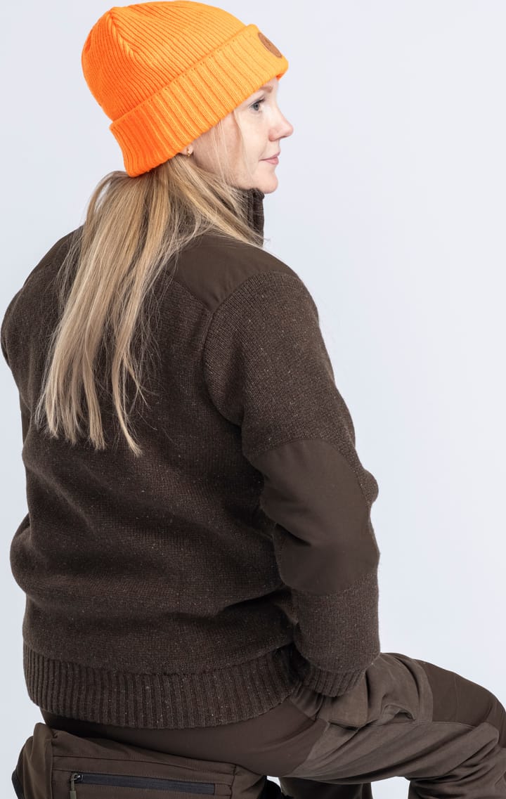 Pinewood Women's Hurricane Full Zip Sweater Dark Brown Mel Pinewood