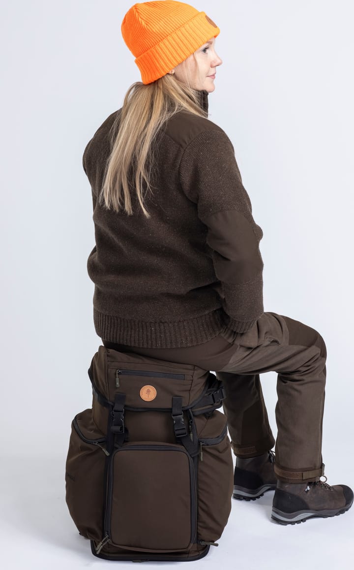 Pinewood Women's Hurricane Full Zip Sweater Dark Brown Mel Pinewood